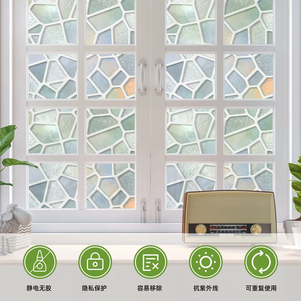 Frosted Glass Wall Panels for Bathroom - European Style Static Cling Window Film, Privacy Shade Peel & Stick Home Renovation.