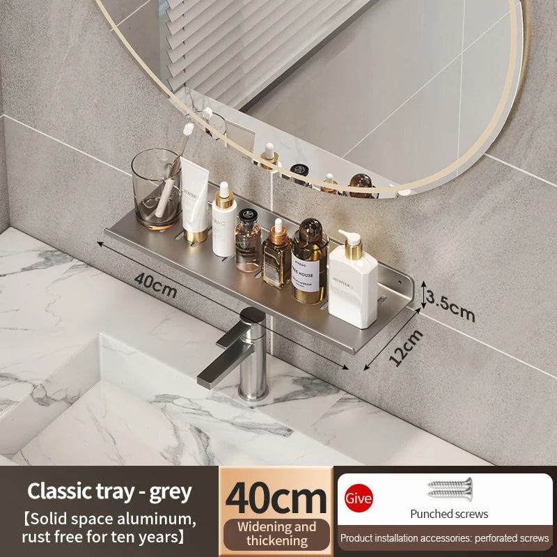 Badezimmerregal, Badezimmerregal, Toilettenlagerregal, Toilette, Küchenraum, Aluminium, zum Aufhängen an der Wand, stanzfreies Regal