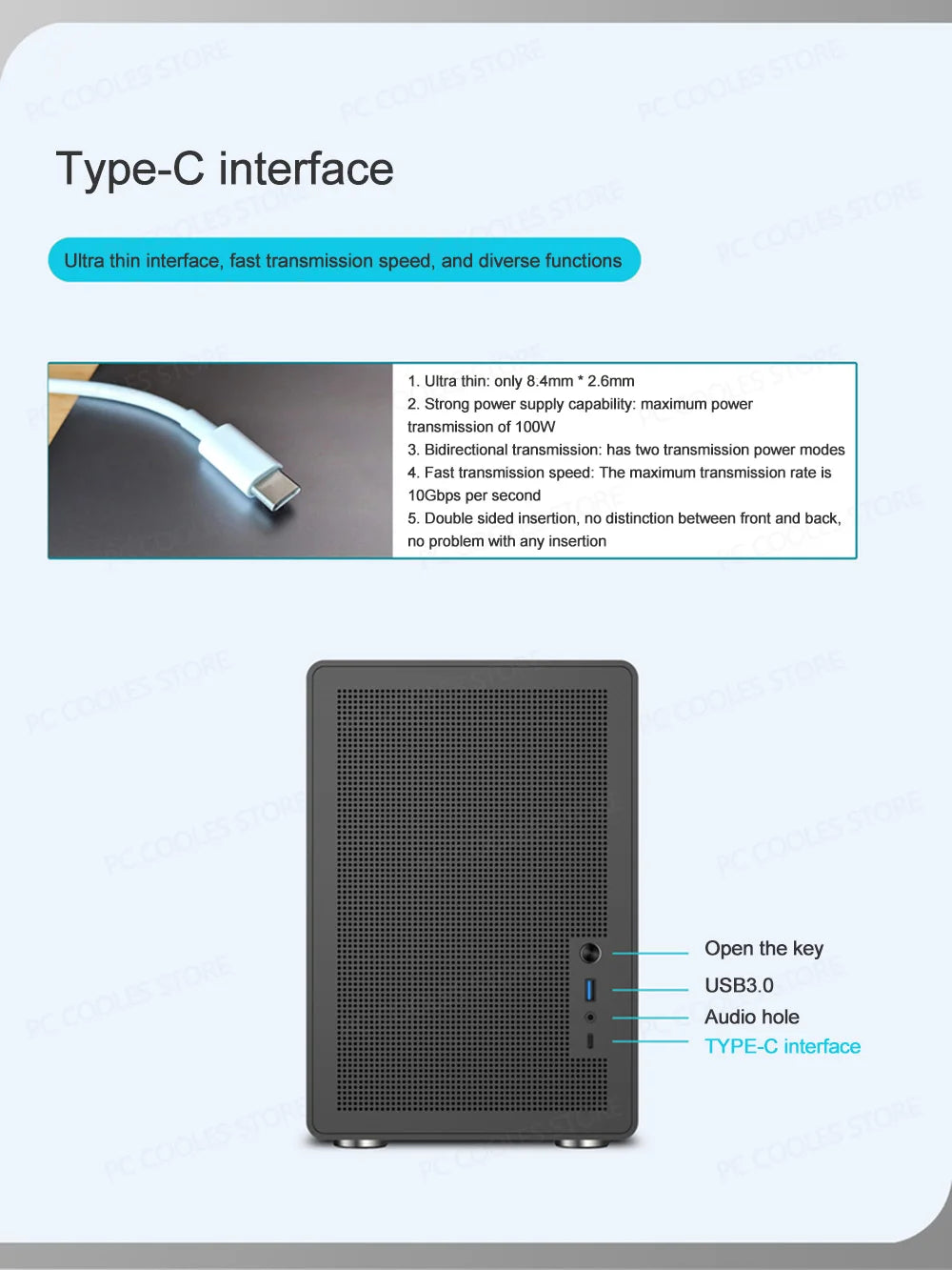 Power Train P60 Desktop MATX Case Handheld Portable Mesh Version PC Small Chassis Supports 350mm Graphics Card Type-C Interface