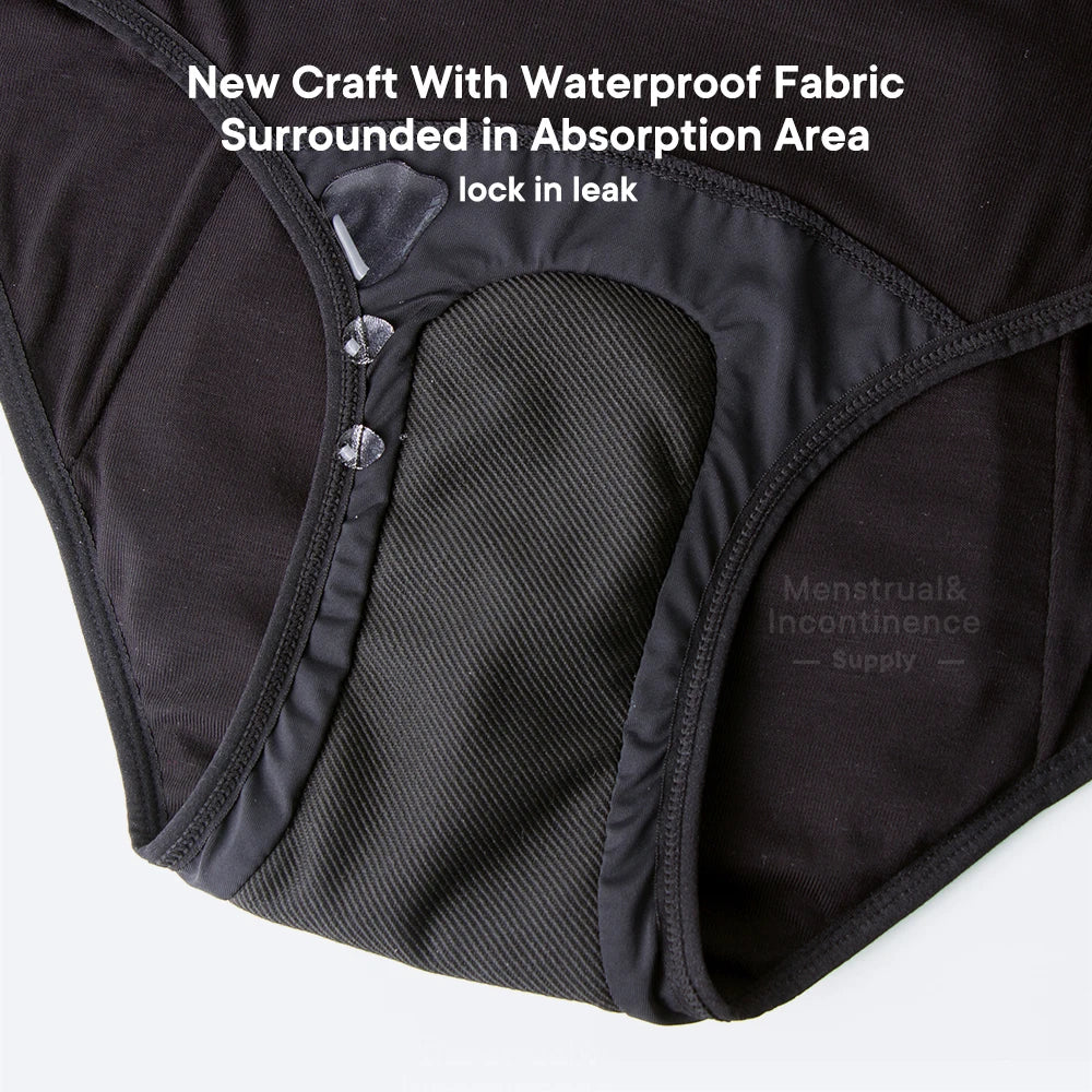 Women Incontinence Underwear Bamboo Fibre High Absorbency Reusable Washable Leakproof Panties for Bladder Leakage.