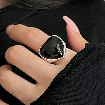 PANJBJ 925 Sterling Silver Geometry Crystal Ring For Women Ellipse Exaggerated Punk Water Drop Open Jewelry Gift Dropshipping