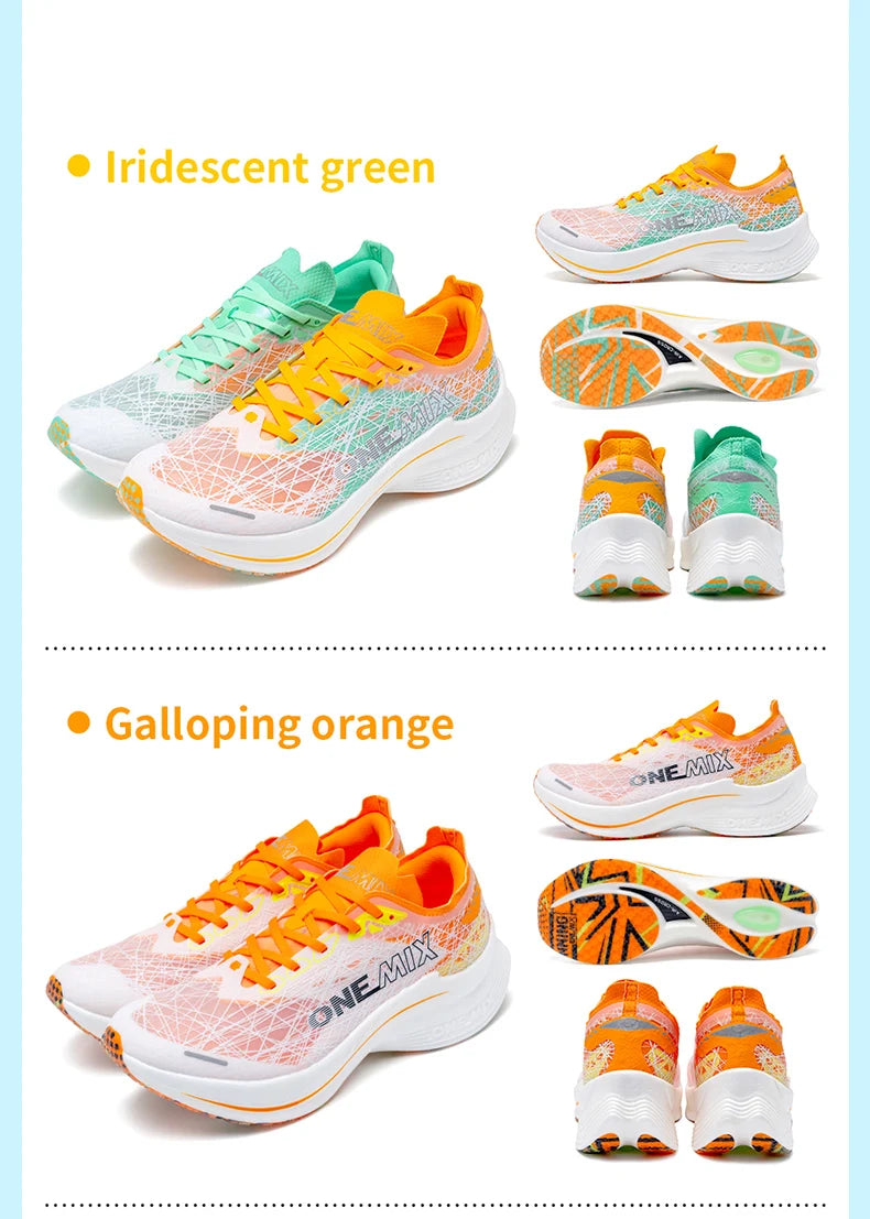 ONEMIX Marathon Carbon Plate Running Shoes Shock Absorption Ultra-light Sports Shoes Rebound Technology Outdoor Men Sneakers
