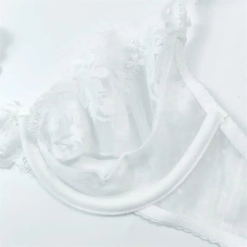 New Women Lingerie French Sexy Underwear Ultra-Thin See-Through Pure Desire Lace Bras Large Breasts Show Small Anti-Sagging Bra