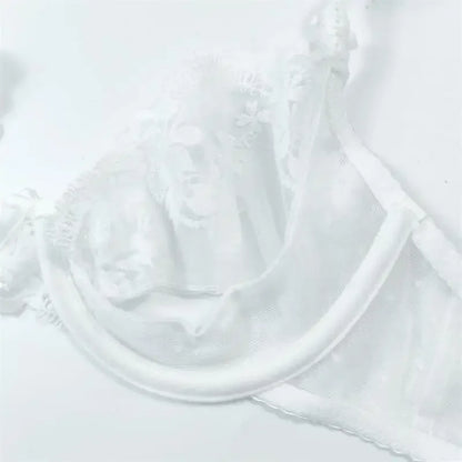 New Women Lingerie French Sexy Underwear Ultra-Thin See-Through Pure Desire Lace Bras Large Breasts Show Small Anti-Sagging Bra