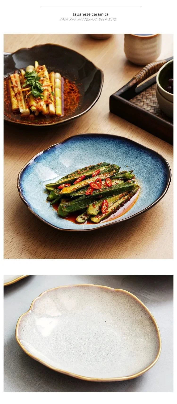 Irregula Ceramic Beef Plate Rice Noodles Soup Bowl Breakfast Bread And Beef Egg Plate.