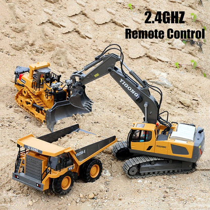 Teeggi 1:20 RC Excavator Car Children Toys 2.4G Remote Control Dump Truck Car Bulldozer Toy Radio Electric Car For Children Gift.