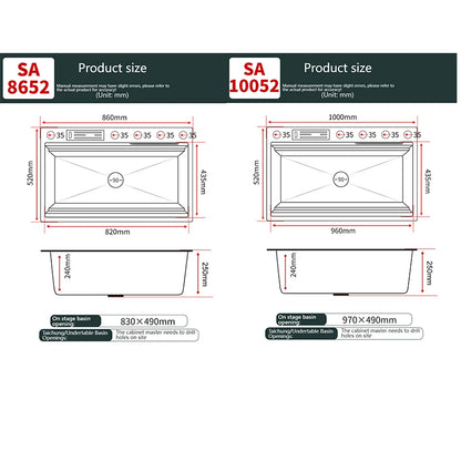 Wasserfall-Küchenspüle aus Edelstahl, extra groß, mit einem Schlitz, multifunktionale Geschirrspülbecken, Unterbaubecken, Tassenwascher