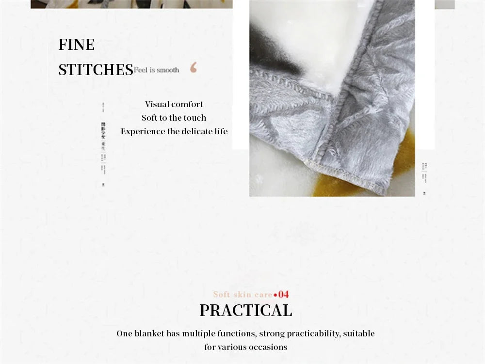 Double Layer Winter Thicken Raschel Plush Weighted Blanket For Bed Warm Heavy Blankets Throw Printed Flowers Fluffy Soft Carpet.