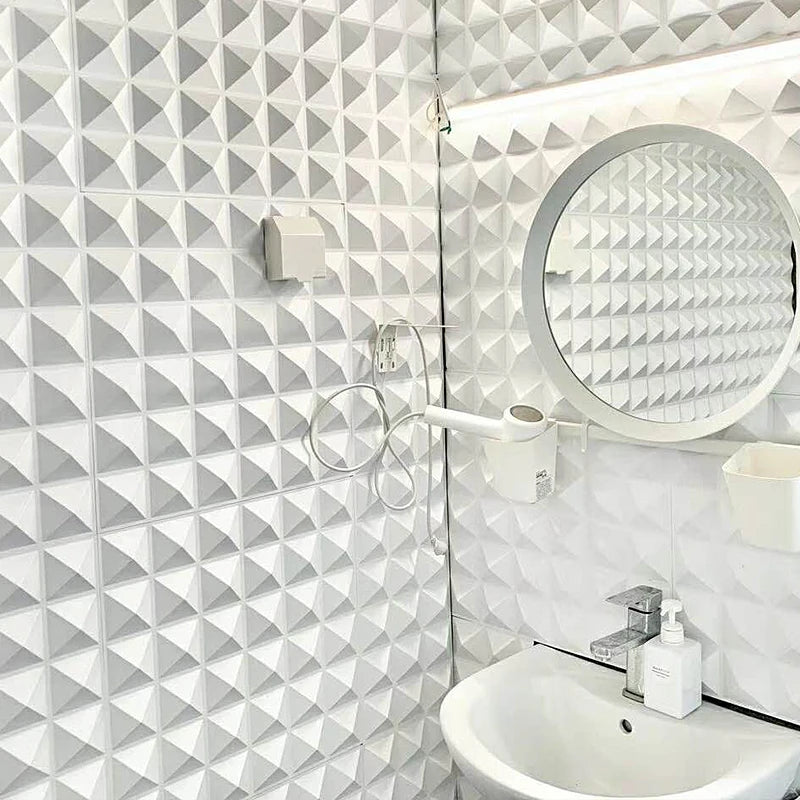 12pcs 30cm Decorative 3D Wall Panel wave Diamond Design Not self-adhesive plastic tiles 3D wall sticker room Bathroom wall paper