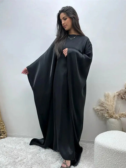 Ramadan Eid Satin Batwing Butterfly Abaya Dubai Luxury 2024 Muslim Maxi Kaftan Dress Abayas For Women Kebaya Robe Femme Vestidos.