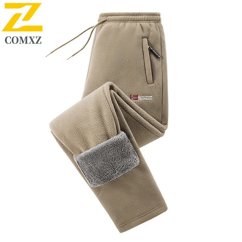 Winter Fleece Ski Pants Men's High Quality Extreme Cold Wool Thick Warm Trousers Women New 2025 Outdoor Camping Work Sweatpants.