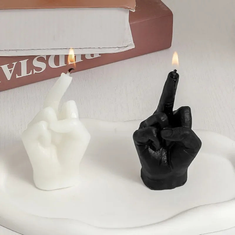 Finger Scented Candle Room Decor Aesthetic Fragrance Soy Wax Aromatherapy Hand Gesture Candles Desk Statues Sculpture Decor.