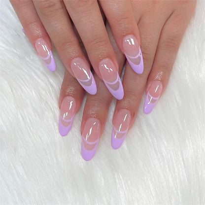 24Pcs Manicure Wearable Fake Nails Ballerina Removable Coffin Fake Nails Finished Women Girls Almond False Nails Art Decoration.