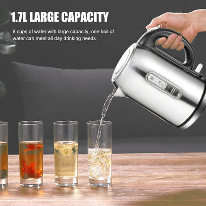 1850-2200W Electric Kettle 1.7L Electric Water Boiler Stainless Steel Electric Boiler Home Kettle Auto-off overheat protection.
