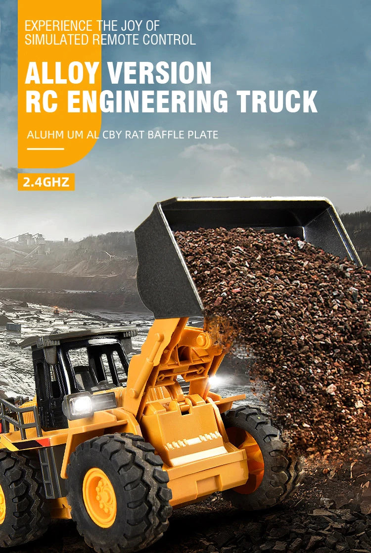 9Ch Rc Car 2.4G Remote Controlled Multi-Functional Dump Truck Bulldozer Excavator Engineering Vehicle Kids Toys for Boys Gifts.