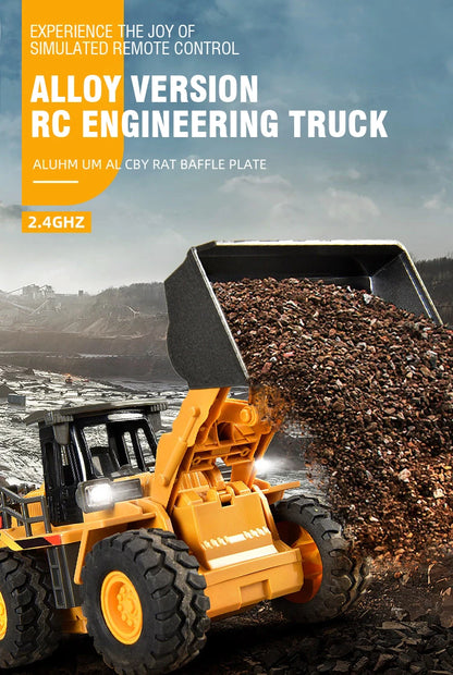9Ch Rc Car 2.4G Remote Controlled Multi-Functional Dump Truck Bulldozer Excavator Engineering Vehicle Kids Toys for Boys Gifts.