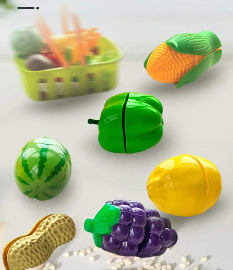 Children's Kitchen Toy Set Simulated Kitchen Cutting Cookware Simulated Fruits Cutting Toys Cooking Accessories for Kids Gift.