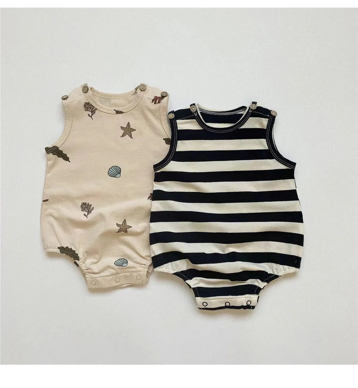 2-teilige Baby-Jungen-Kleidung für Neugeborene, Bodys, Baumwolldruck, ärmellose Säuglingskleidung, Cartoon-Bebes, Kleinkind-Overall, 0–18 Monate.