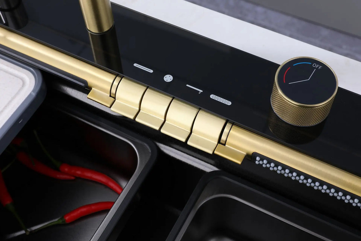 Golden Household Stainless Steel Waterfall Kitchen Sink MultiFunction Wash Vegetable and Dish Countertop Basin Large Single Slot