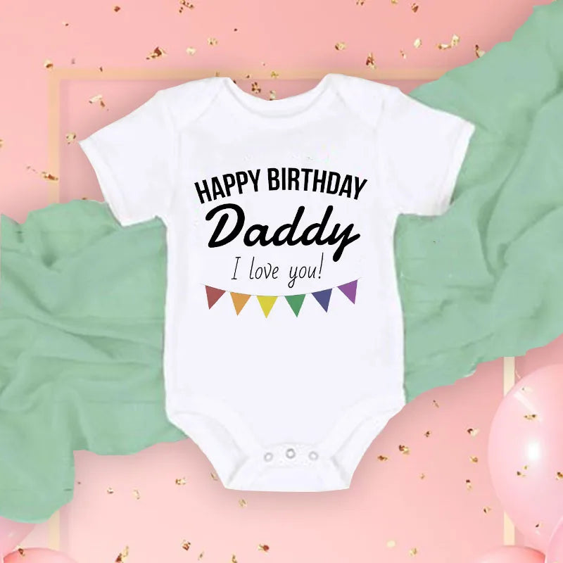 Alles Gute zum Geburtstag Papa Baby Body Vater Party Jungen Mädchen Outfit Strampler Säugling Sommer Kleinkind Kurzarm Kleidung Ropa Geschenke.