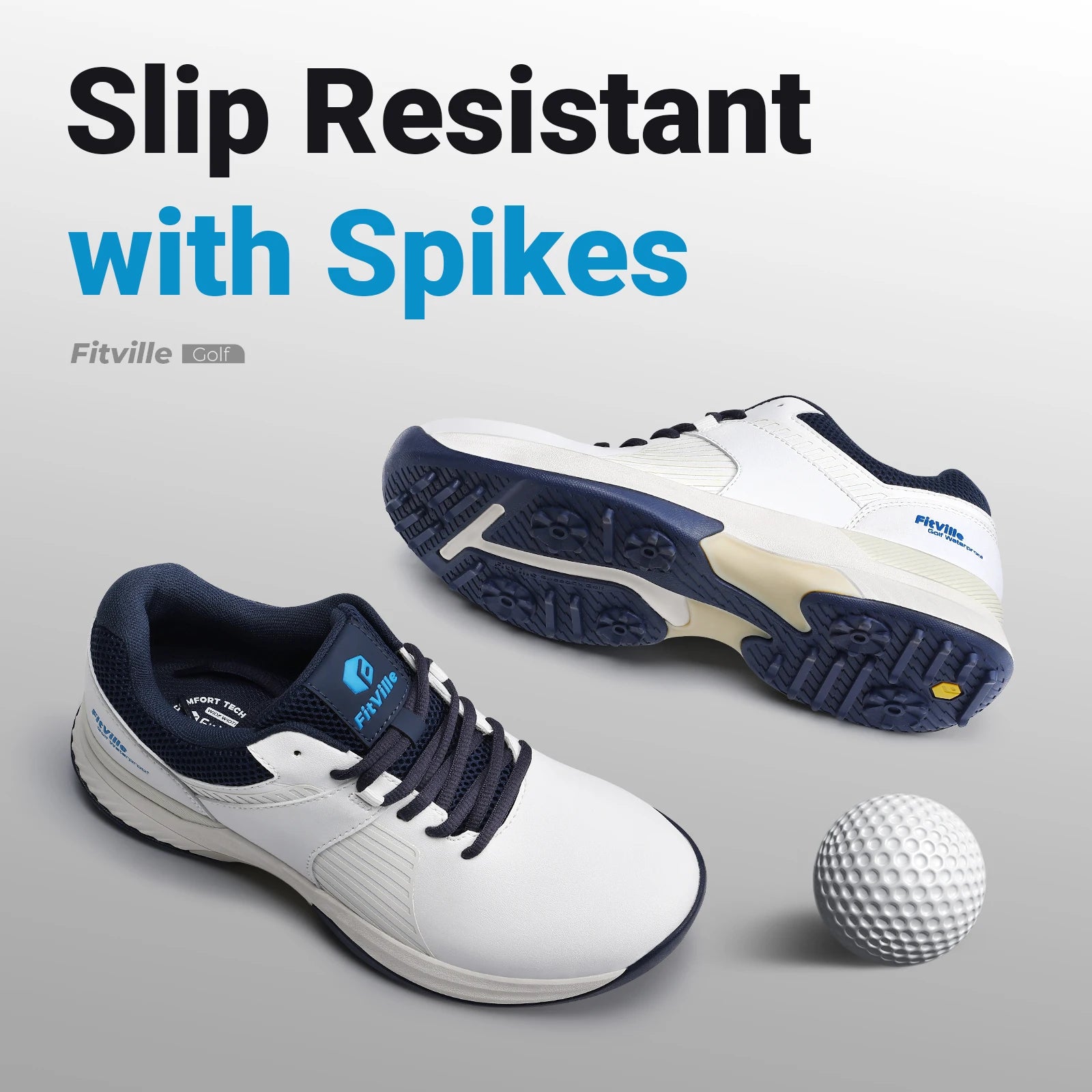 FitVille  Men's Golf Shoes Non-slip Wear-resistant Comfortable Professional Sports Sneakers for Swollen Feet Relieves Toe Pain.