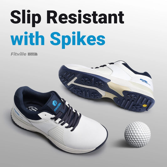 FitVille  Men's Golf Shoes Non-slip Wear-resistant Comfortable Professional Sports Sneakers for Swollen Feet Relieves Toe Pain.