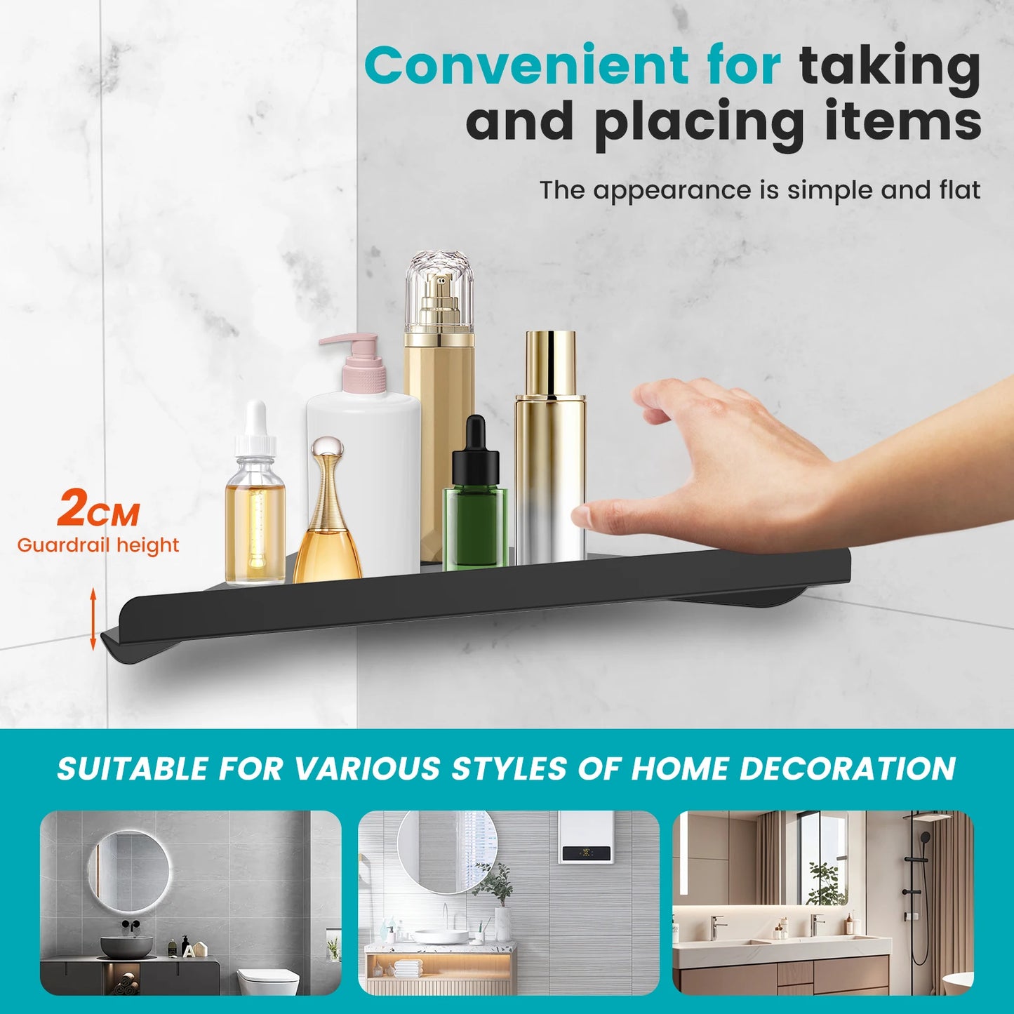 Wandmontiertes Eckregal für die Dusche, ohne Bohren, Eckshampoo aus Edelstahl 304, Körperwäsche, Aufbewahrungsorganisator für Badezimmer, Glasregal