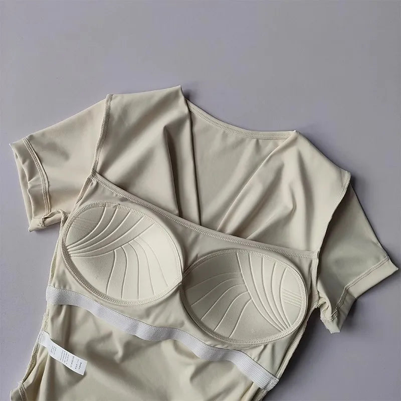 Sexy sports  Yoga Shirt Women Sports Bra Quick Dry Training Pilates Cover Up yoga shirts built in cup gym shirt  sports crop top.