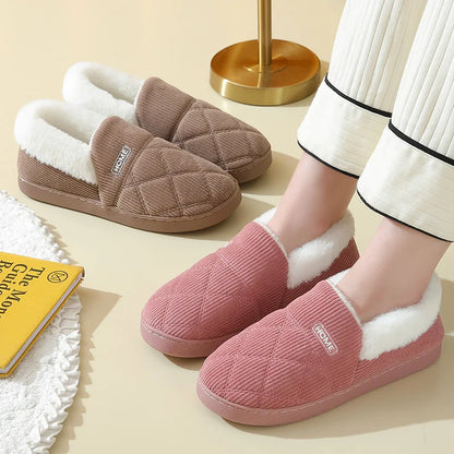 Shevalues Women Plush Slippers Winter Warm Fur Antiskid Cloud Slippers Outdoor Breathable Thick Flat Sole Slipper Home Slippers.