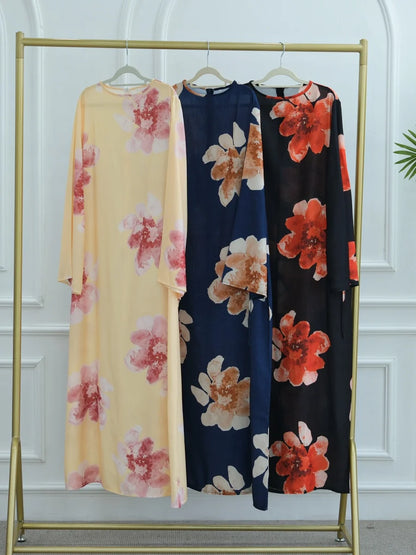 Muslim Women Dubai Abaya luxury Flower Print Long Dress Kaftan Ramadan Robe Femme african Maxi dresses Islam Clothing Kebaya.