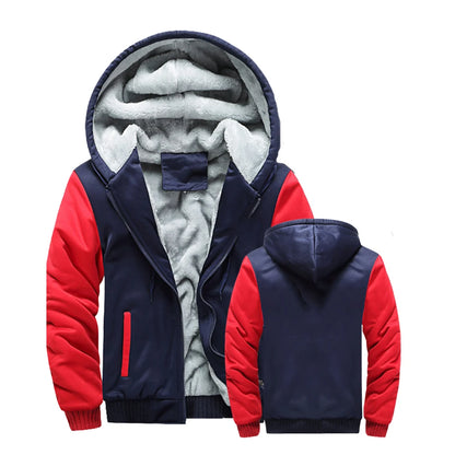 Winter Jacket Men Warm Coat Thick Fleece Male Zipper Hooded Jackets Casual Hooded Sportswear Outerwear Long Sleeves Sports Hoody.