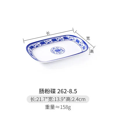 Melamine Chinese Style Blue and White Porcelain Tableware Creative Oval Dinner Plate