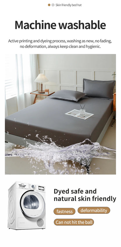 Waterproof Fitted Bed Sheet With 360 Elastic Band Mattress protector Cover Bedspreads for Single Double King Queen Size Bedsheet.