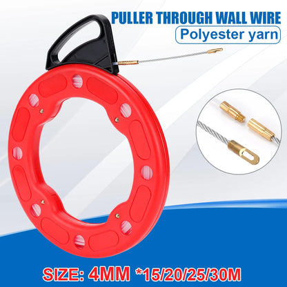 4mm 25/30 Meter Fiberglass Wire Cable Puller Fish Tape Reel Nylon Conduit Ducting Rodder Pulling Guide Device Wire Cable Tool.