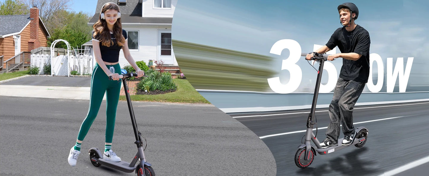 LP80 350W Electric Scooter with Dual Brake 8.5" Anti-skip Tire 25KM Max Range Smart App Electric Scooter 31KM/H 36V10.5A Battery.