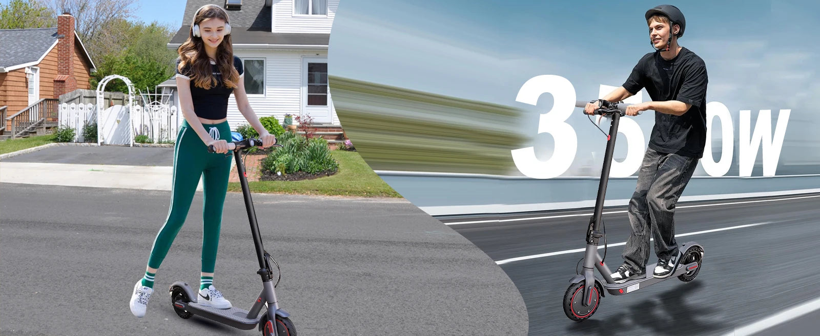 LP80 350W Electric Scooter with Dual Brake 8.5" Anti-skip Tire 25KM Max Range Smart App Electric Scooter 31KM/H 36V10.5A Battery.