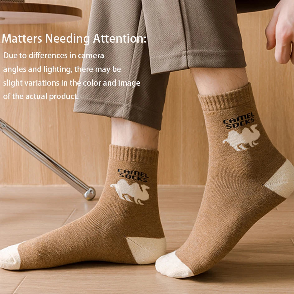 5 Pairs Winter Thicken Socks Men's High Quality Towel Keep Warm Sock Outdoor Sports Socks Snow Casual Antifreeze Mid-calf Socks.