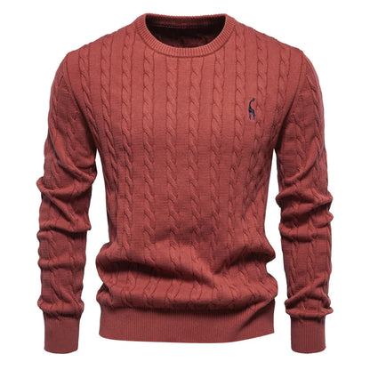 2024 High-quality Men's Sweater Pullover New Deer Embroidery Solid Color Knitted Sweater Men's Knit Sweaters  Men Clothing