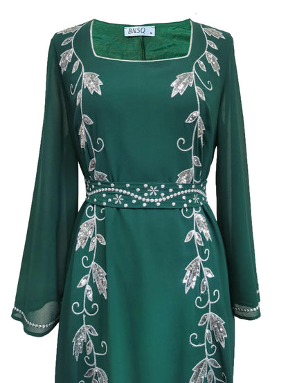 Eid Mubarak Abaya für muslimische Frauen Stickerei Langes Maxikleid Türkei Party Kaftan Arabische Robe Dubai Saudi Islamischer Kaftan Jalabiya.