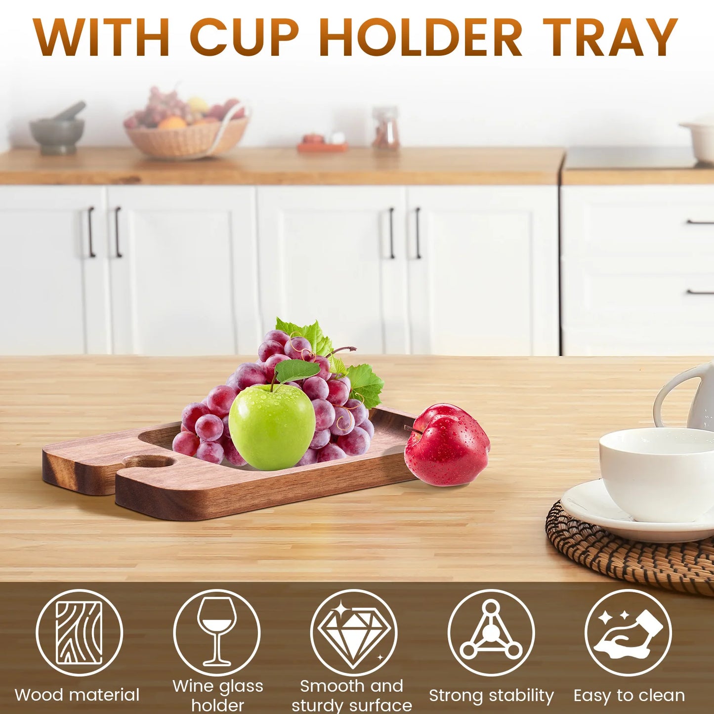 Wood Appetizer Plates With Wine Glass Holder Wine Appetizer Plates Wood Charcuterie Boards for Wine Party Housewarming Party.