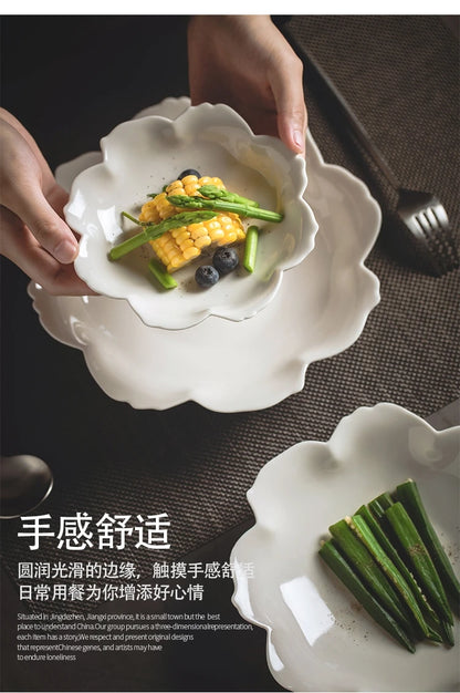 color petal household ceramic dish hotel restaurant tableware.
