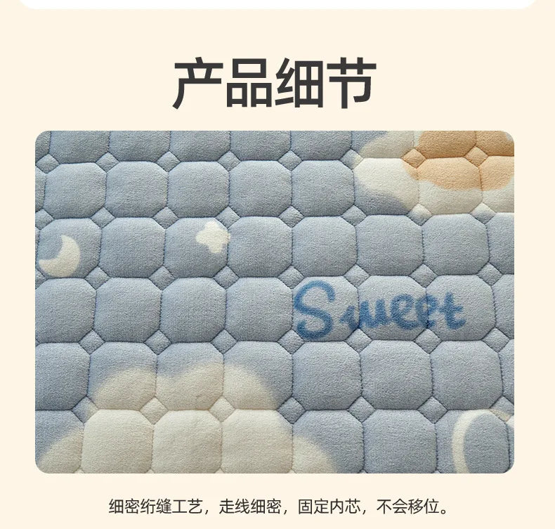 Winter Dormitory Soft Mattress Toppers Thick Warm Coral Velvet Bed Sheet Non-slip Mattress Cover Thin Bed Pad Tatami Floor Mat.