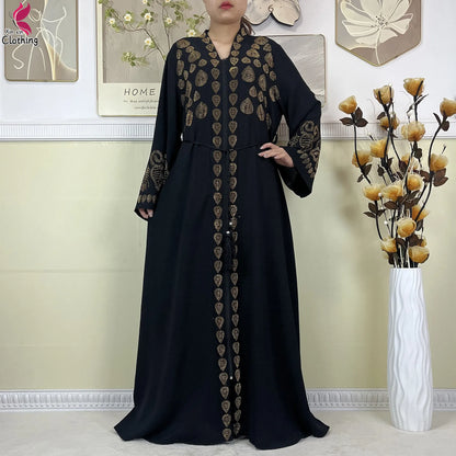 New Style Women Muslim Dress Chiffon Open Abaya 2024 Dubai Women Elegant Dress Islamic Clothing Zipper Cardigan Abaya With Scarf.