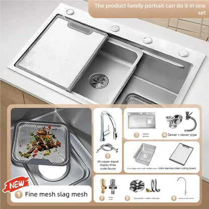 Corrosion Resistant Stainless Steel Household 316L Food Grade Kitchen Sink Large Single Slot Dish and Vegetable Wash Basin