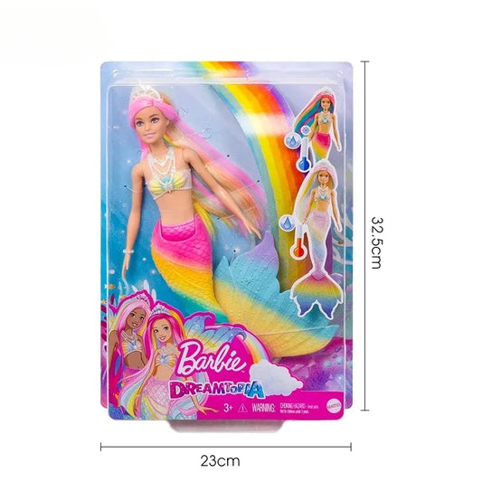 Original Barbie Doll Dreamtopia Magic Mermaid Dolls for Girls Rainbow Hair Fantasy Color Feature Kids Toy Bjd Butterfly Princess.