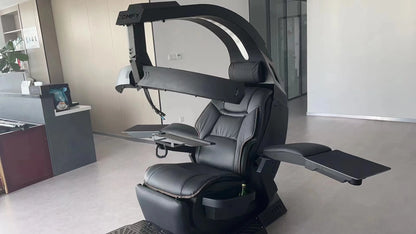 Manticore Zero Gravity Liegestuhl aus echtem Leder, Cockpit-Option, Memory-Schaum mit Massageunterstützung, mehrere Monitore