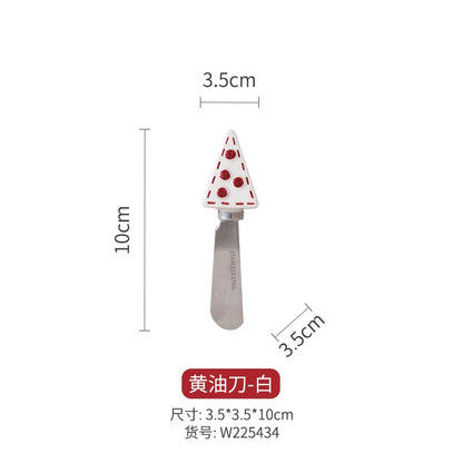 Nordic Stitching Santa Claus Dishes Plates Tableware Set Embossed Sealed Jar Seasoning Jar Western Ceramic Flat Plate Cup