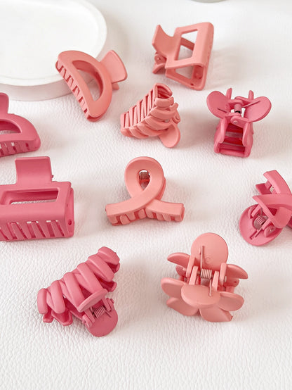 10 Pcs Pink Small Claw Clips Set,Matte Tiny Flower Jaw Clips for Women Girls,5 Style Nonslip for Thin Medium Fine Hair.