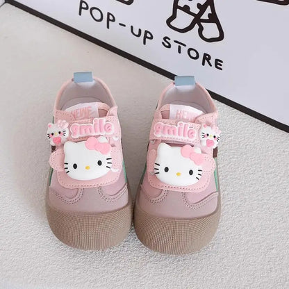 Sanrio Girl Kawaii Canvas Shoes Kindergarten Baby Child Cute Hello Kitty Spring Autumn Fashion Outdoor Running Sports Leisure.