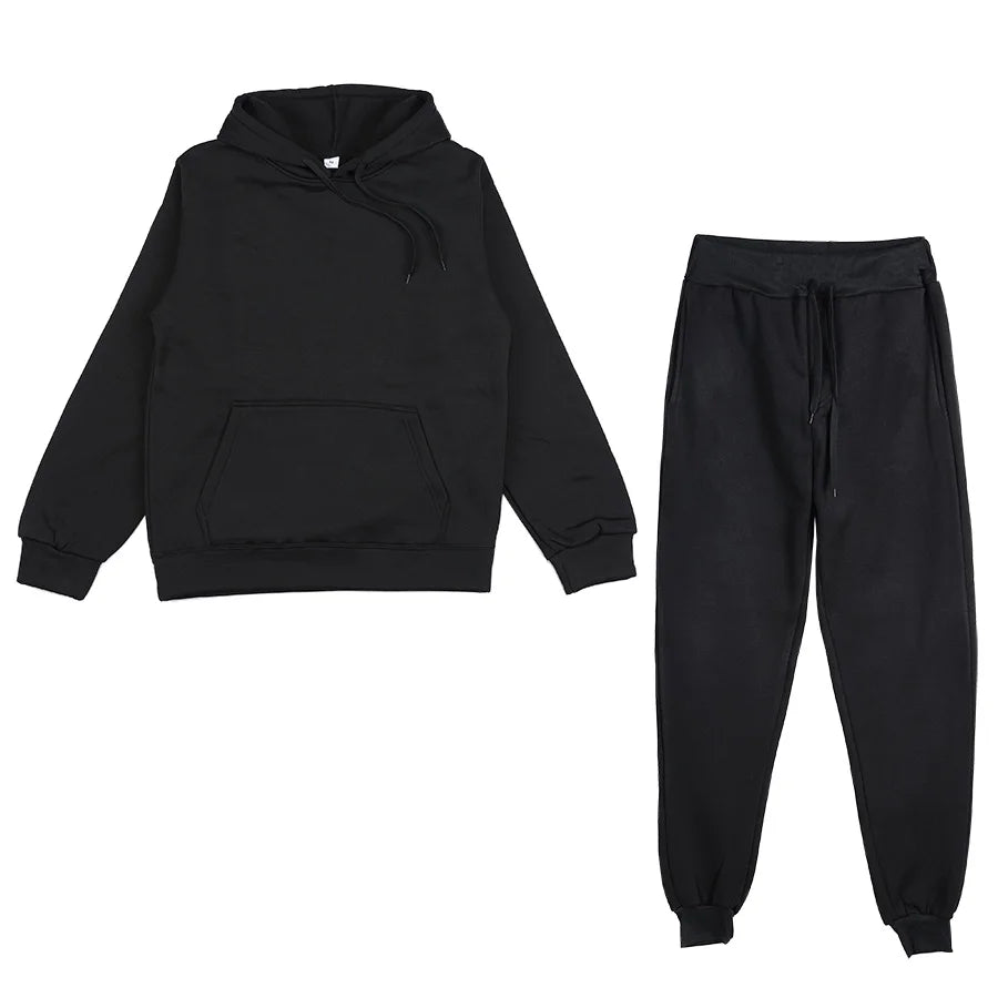 Spring autumn 2 Piece Set Women Casual Round Neck Long Sleeve Hoodies High Waist sweatpants Tracksuit Women workout sportswear.
